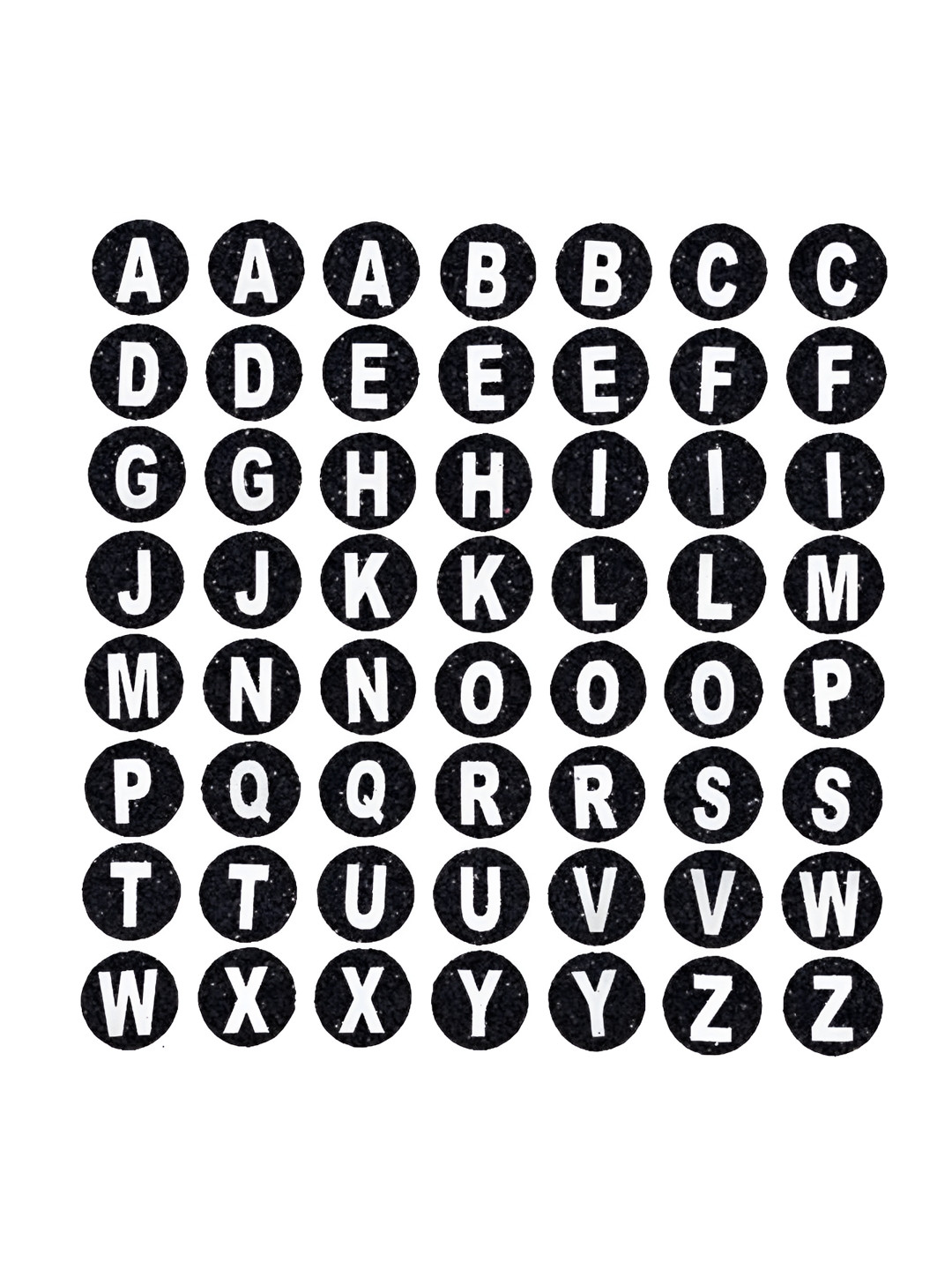 Comet Busters Black & White Printed Self-Adhesive Uppercase Glitter Alphabet Stickers