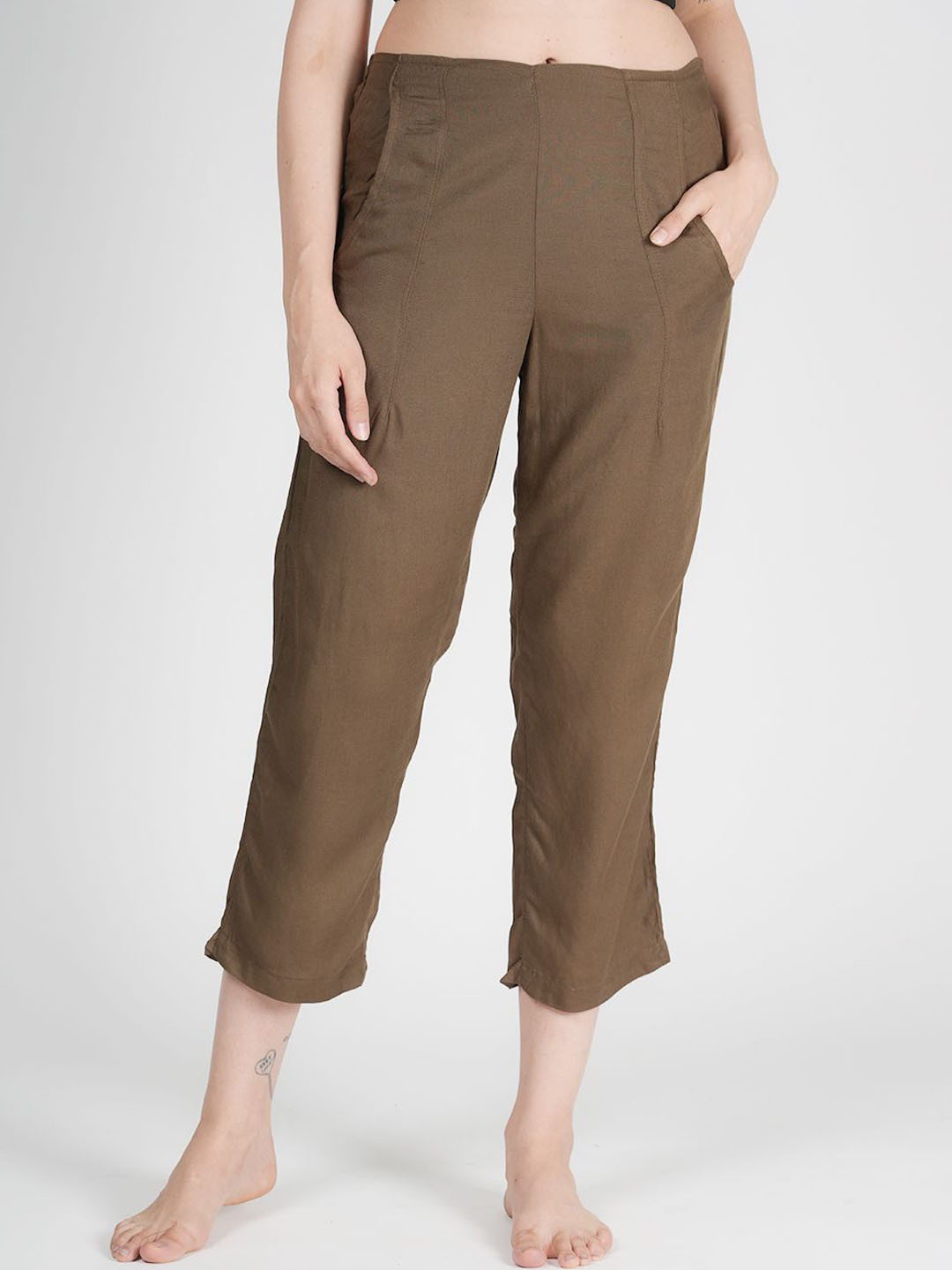Style Shoes Women Mid Rise Pure Linen Lounge Pants