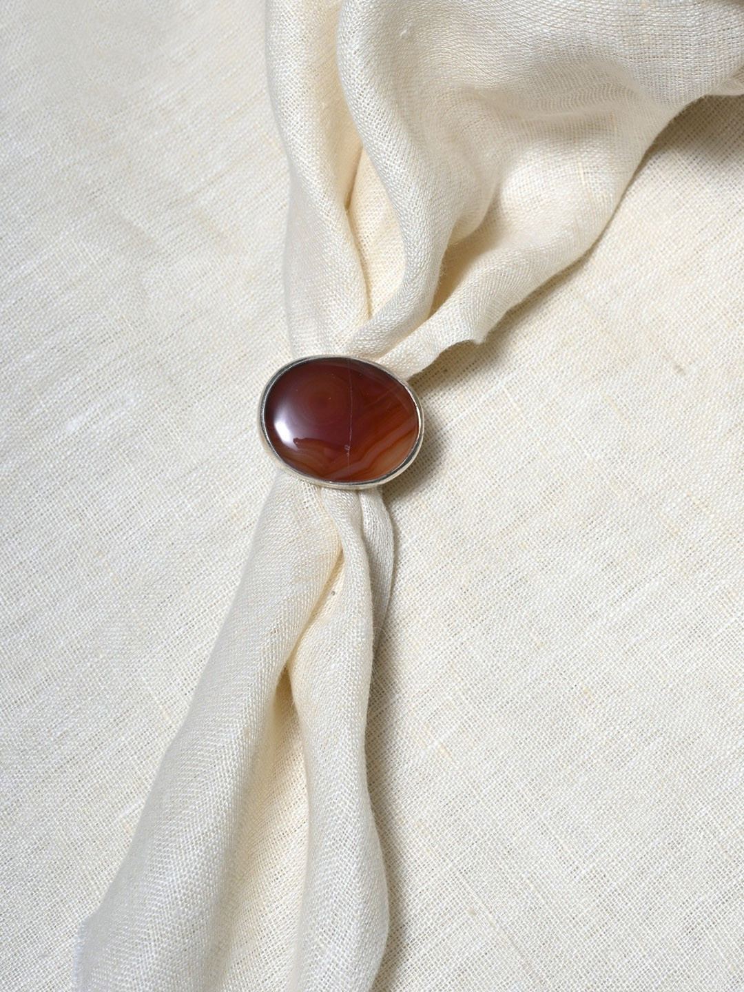 Exotic India Sardonyx Banded Agate Oval Cut Sterling Silver Ring