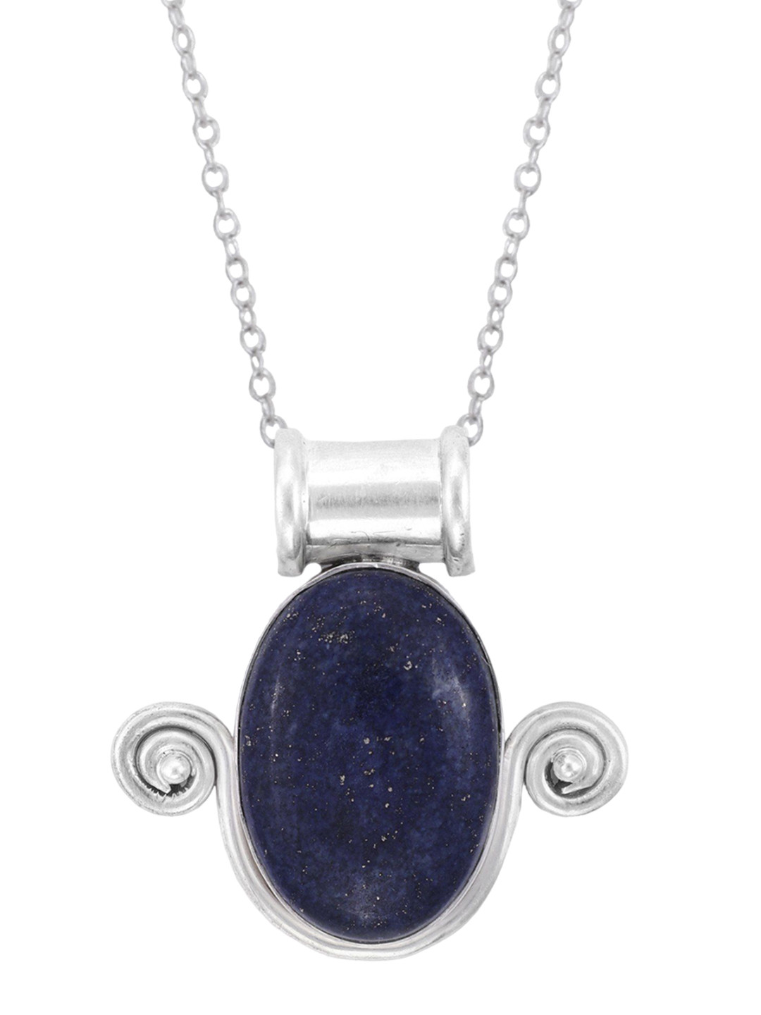 Exotic India Lapis Lazuli Gemstone Sterling Silver Pendant