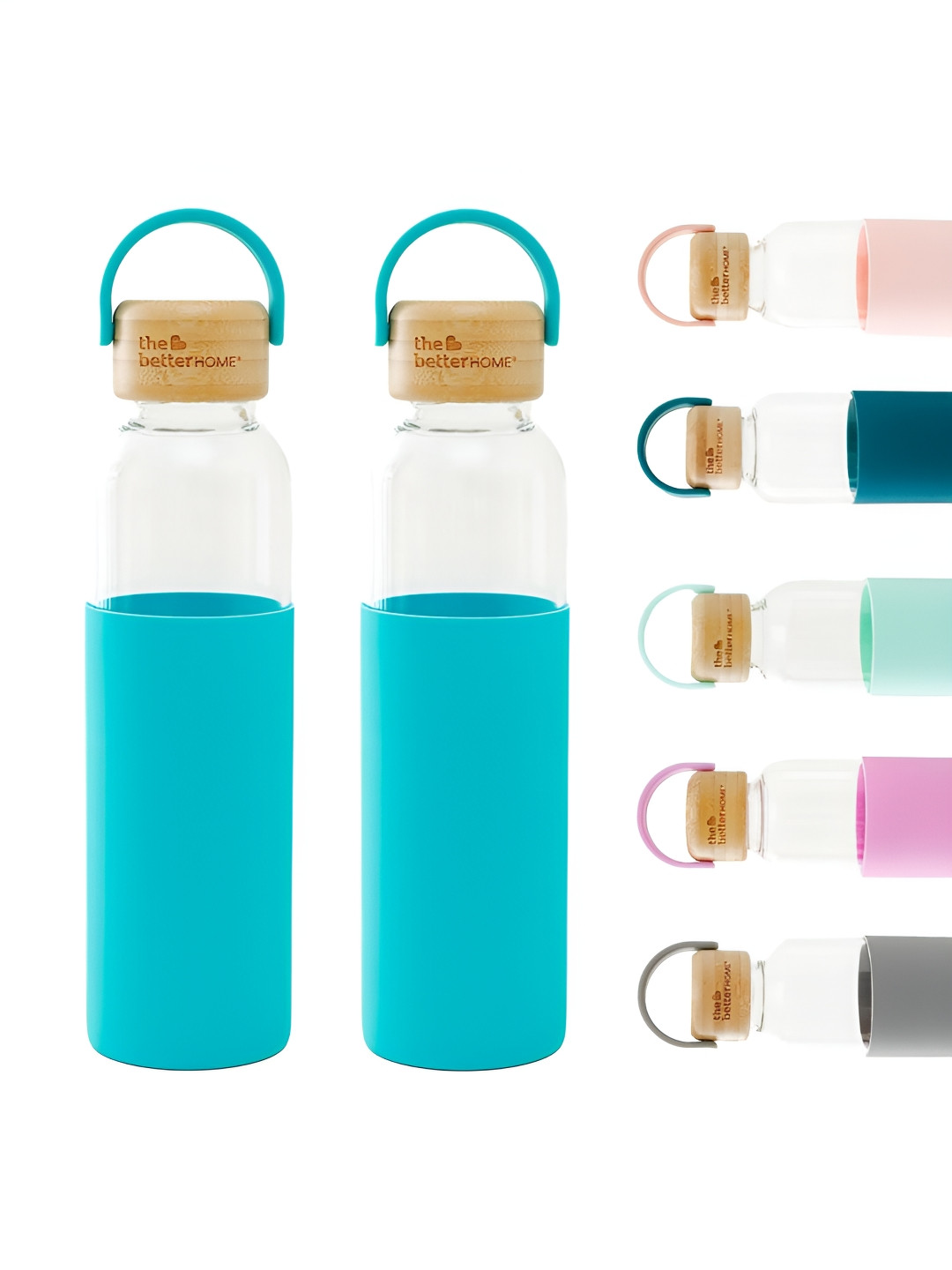 The Better Home Blue Brand Logo Glass Spill Proof 2 Piece Water Bottle - 500ml