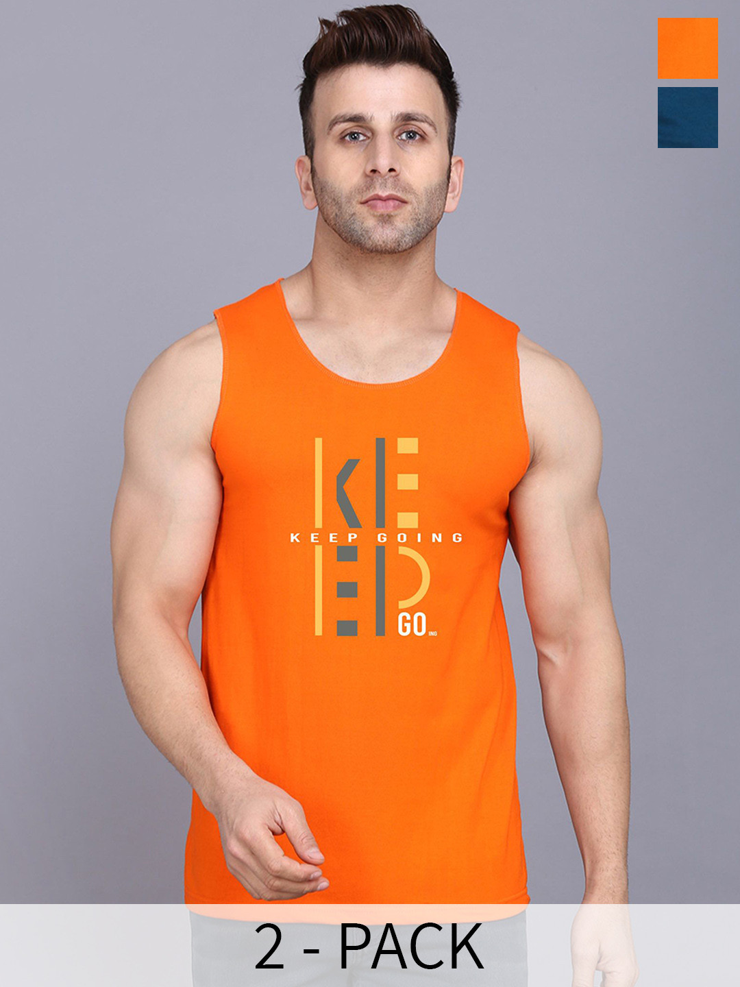 SLOWLORIS Pack Of 2 Printed Cotton Gym Vests