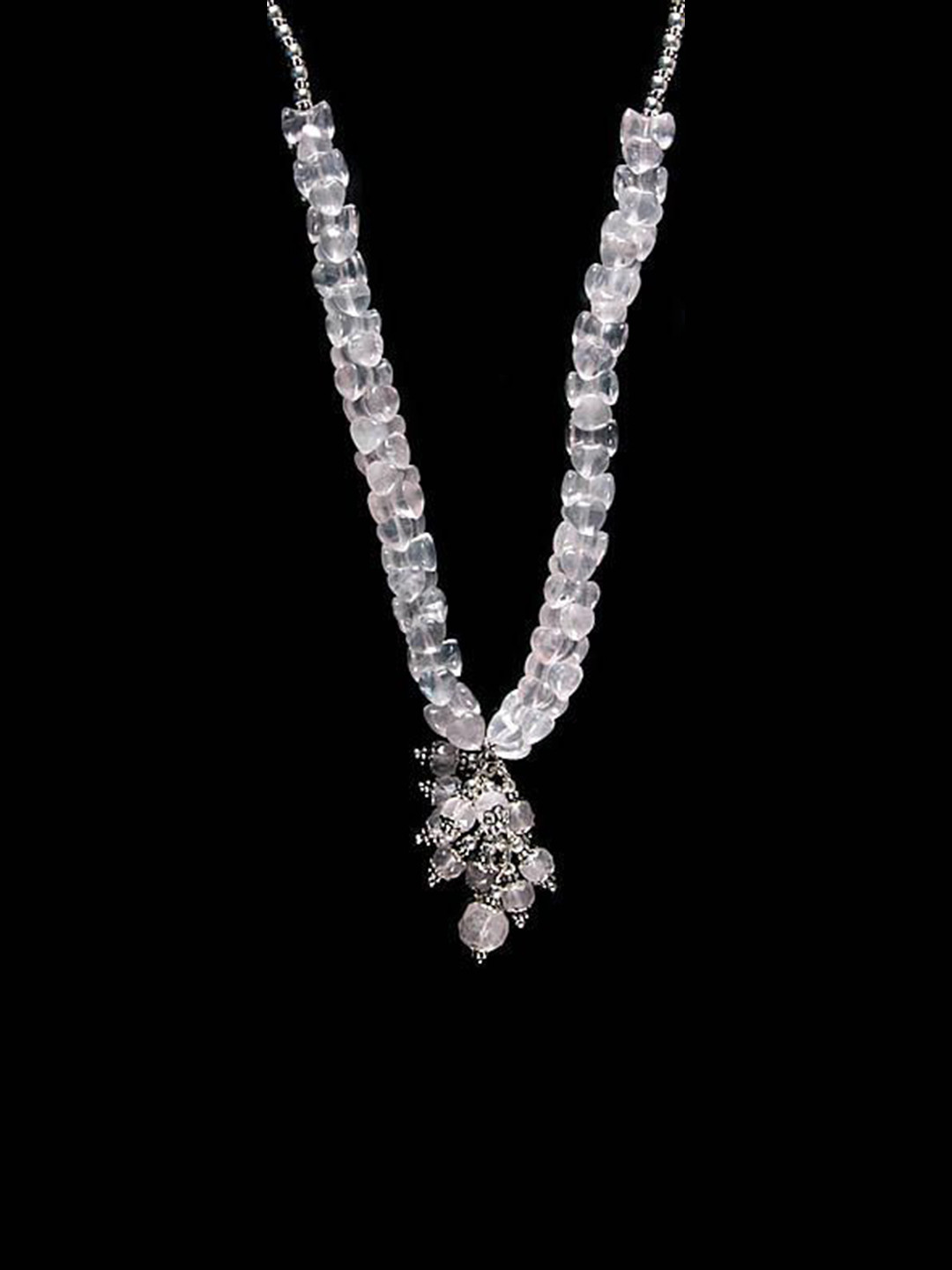Exotic India Rose Quartz Sterling Silver Necklaces