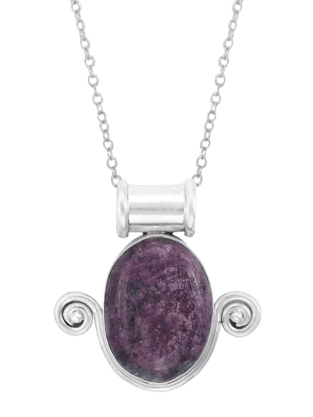 Exotic India Charoite Gemstone Sterling Silver Pendant