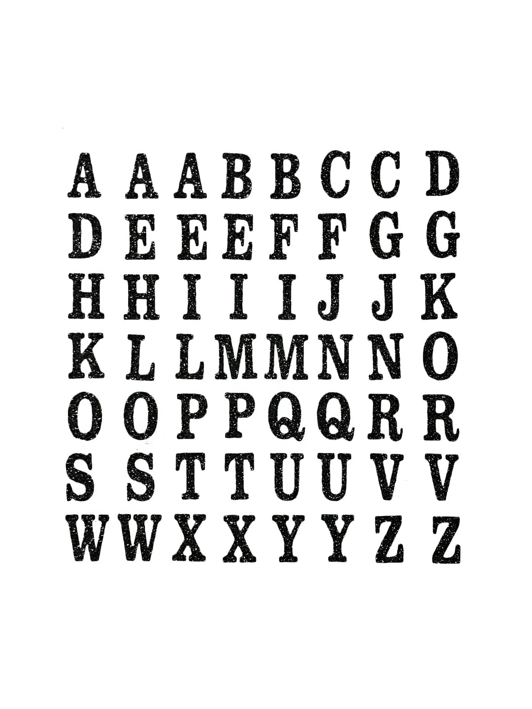 Comet Busters Black & White Printed Self-Adhesive Uppercase Glitter Alphabet Stickers