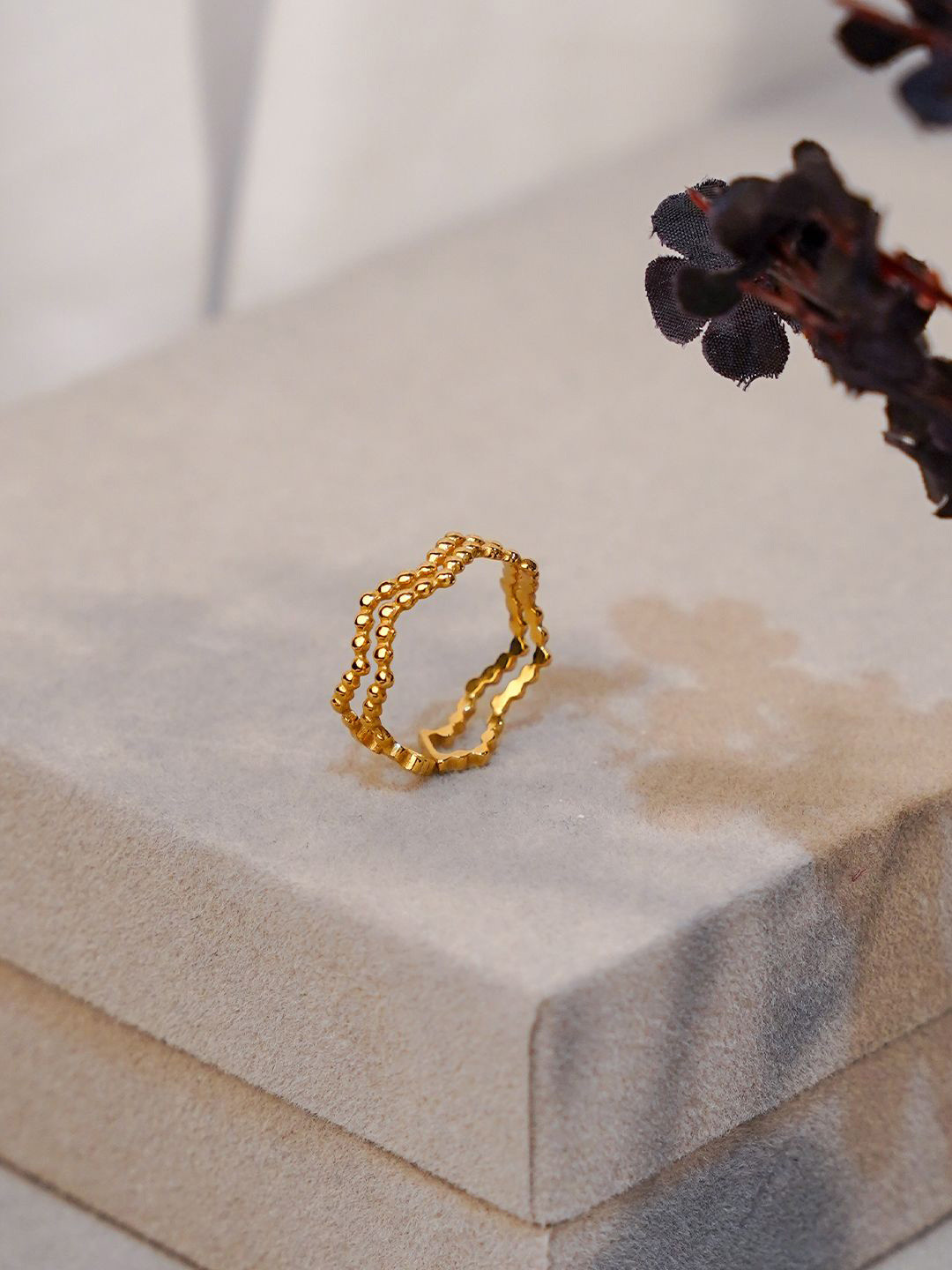 SWASHAA Riviera 18K Gold-Plated Dual Band Ring