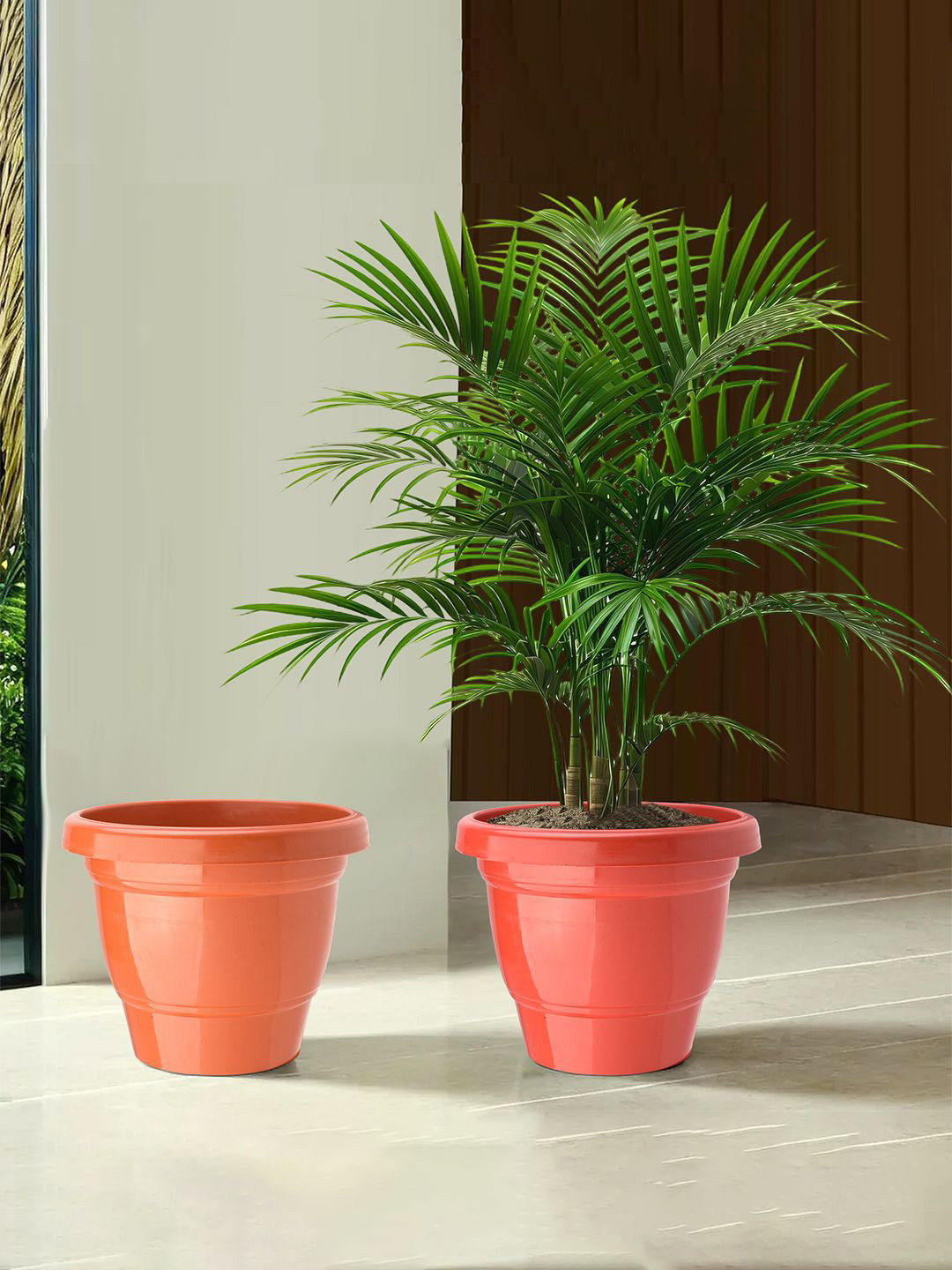 Kuber Industries Red & Orange 2 Pieces Light Weight Planters