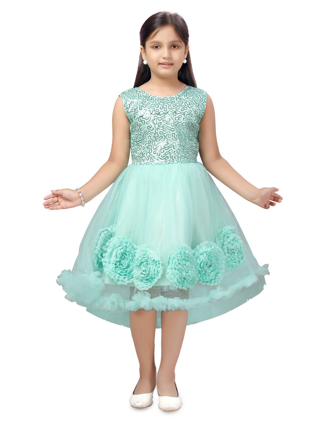 BAESD Girls Sequined Net Fit & Flare Dress