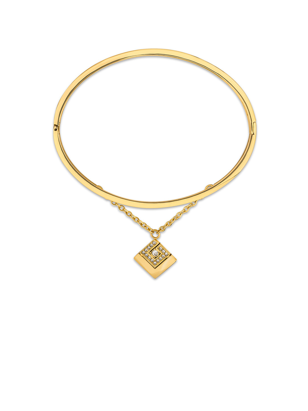 Guy Laroche Grace Gold-Plated Stainless Steel Syone Studded Bangle-Style Bracelet