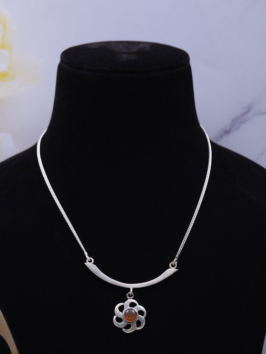 Exotic India Carnelian Stone Beautiful Sterling Silver Necklace