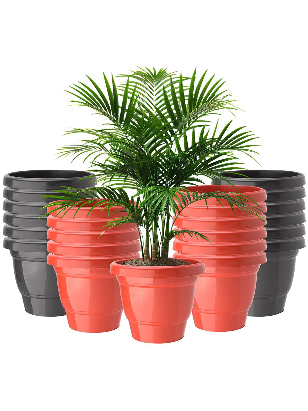 Kuber Industries Red & Black 24 Pieces Light Weight Planters