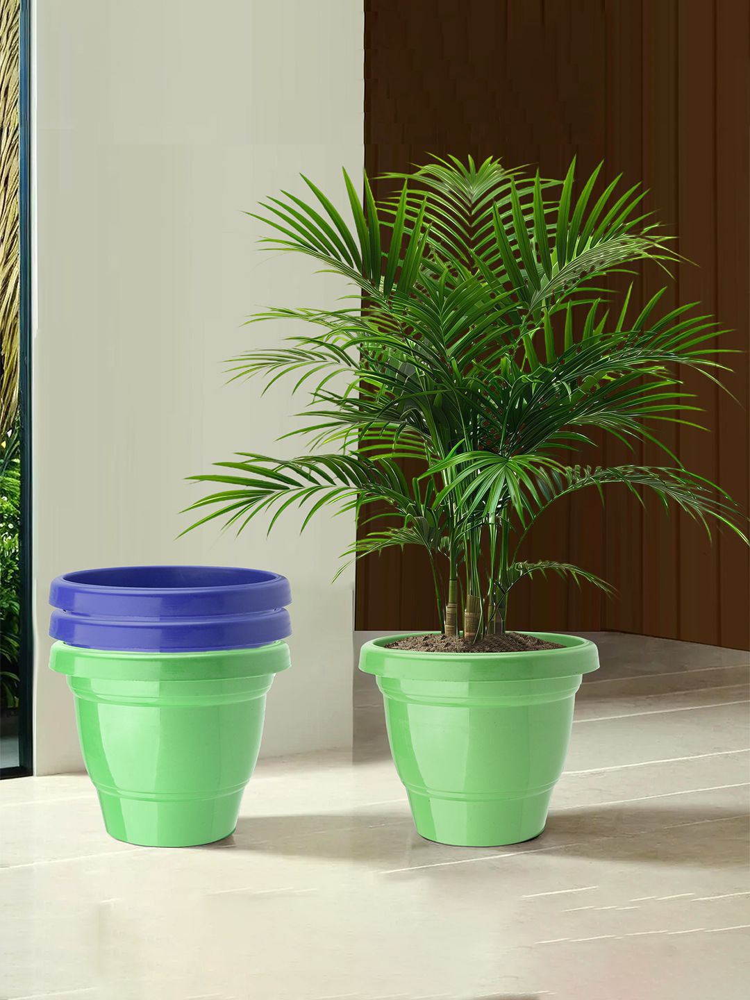 Kuber Industries Blue & Green 4 Pieces Lightweight Planters