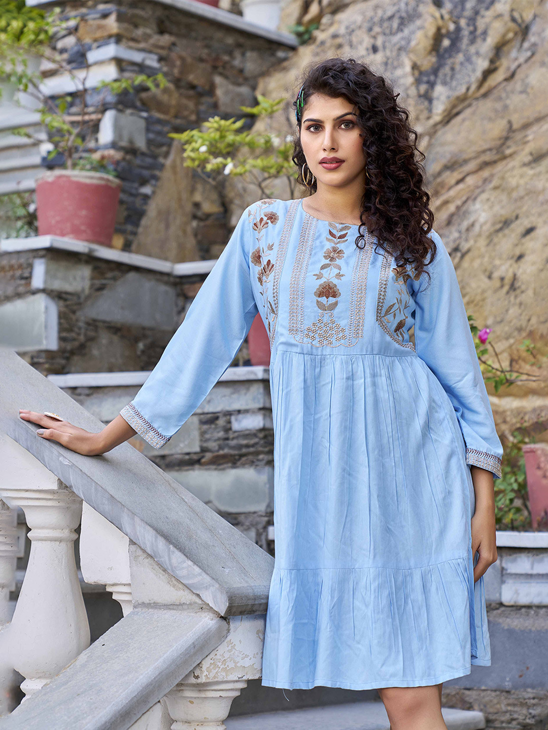 Kesudi Embroidered A-Line Dress