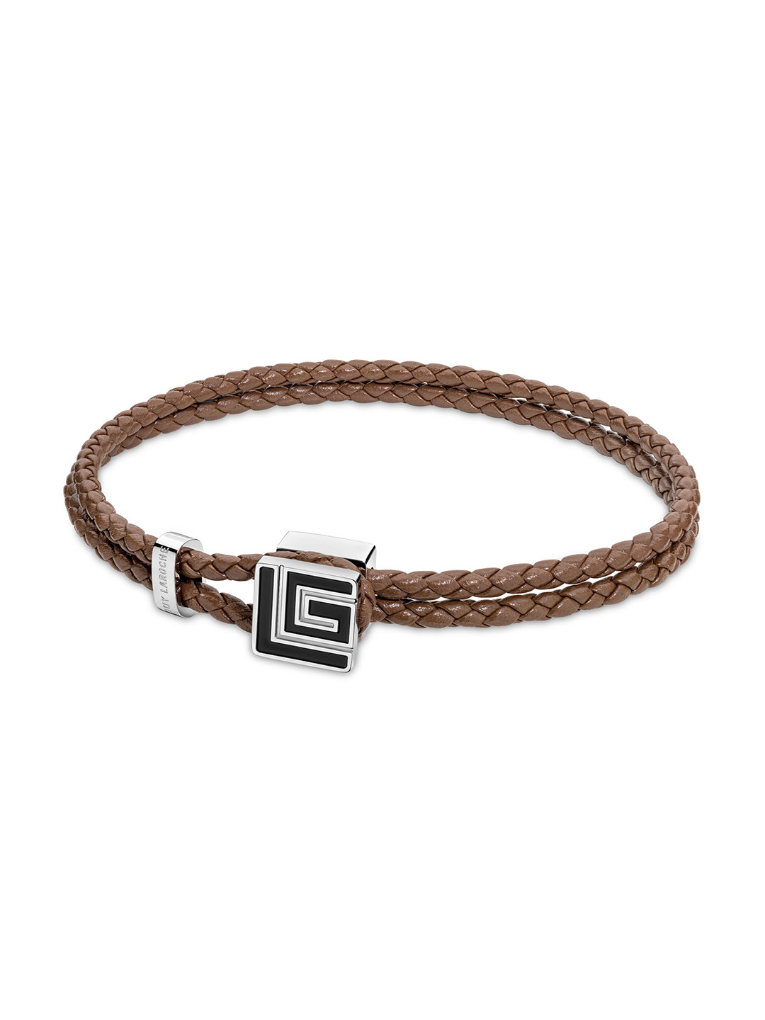 Guy Laroche Adrien Men Leather Stainless Steel Wraparound Bracelet
