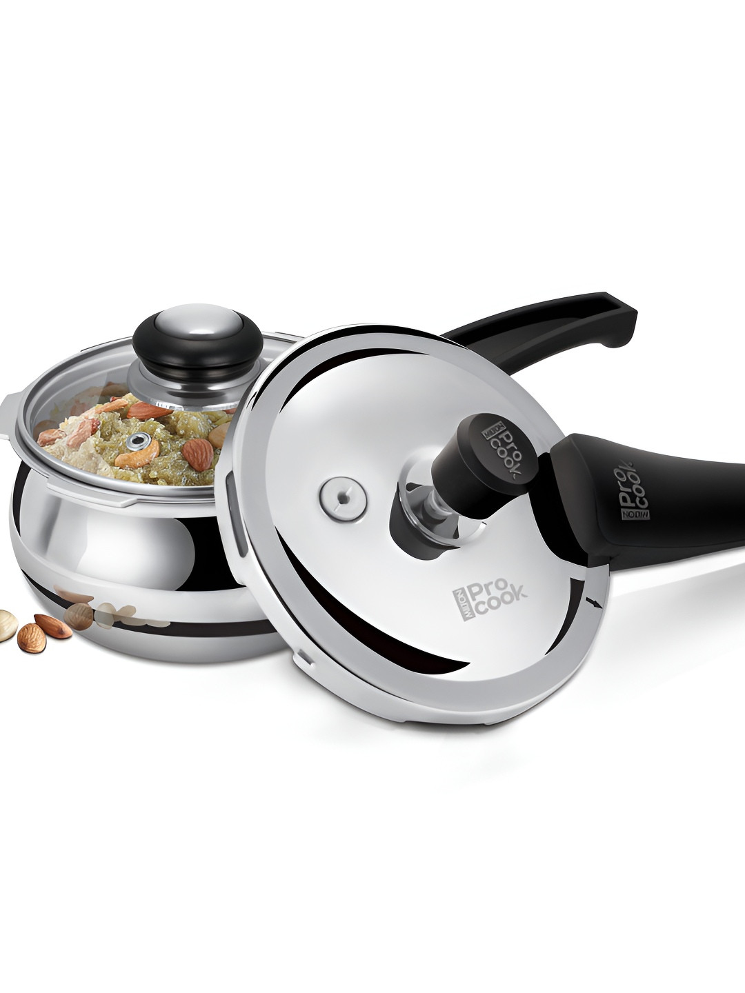 Milton Pro Cook Silver Toned Triply SS Induction Curve Pressure Cooker With Lid 1.5 L