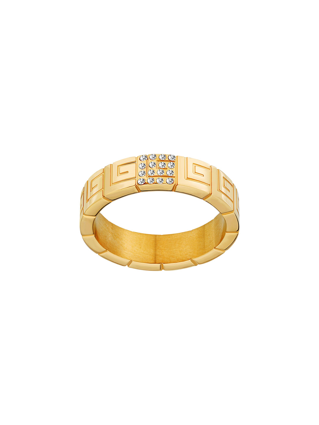 Guy Laroche Audrey Gold-Plated Stainless Steel Crystals Studded Finger Ring