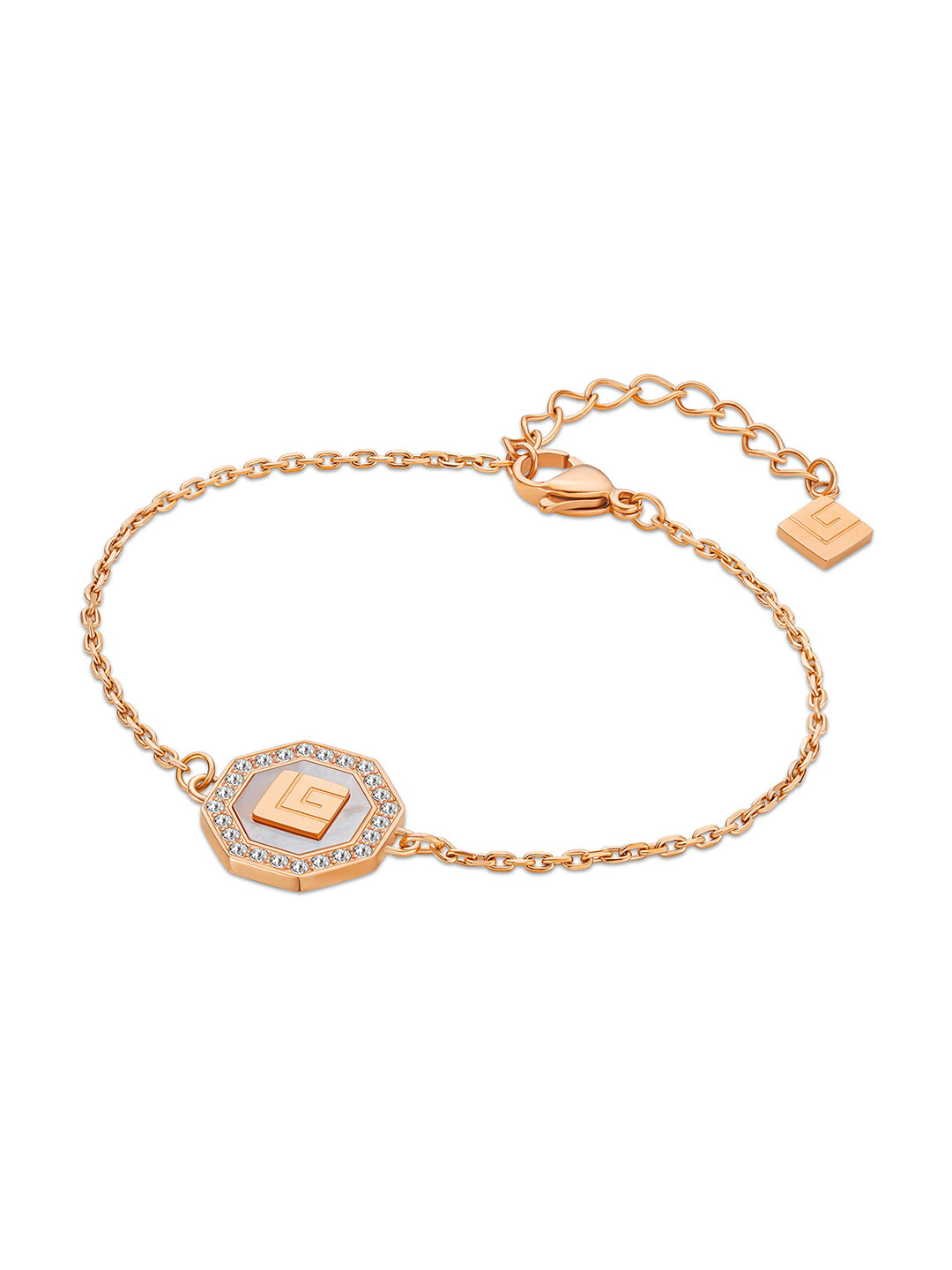Guy Laroche Ambre Rose Gold-Plated Stainless Steel Charm Bracelet