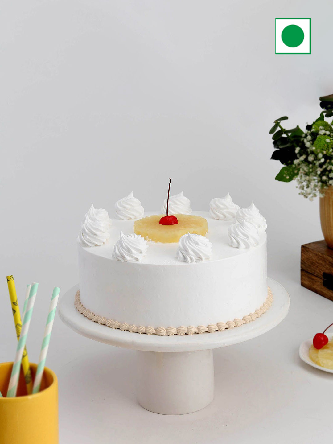 IGP Pineapple Flavour Eggless Round Cake- 1Kg