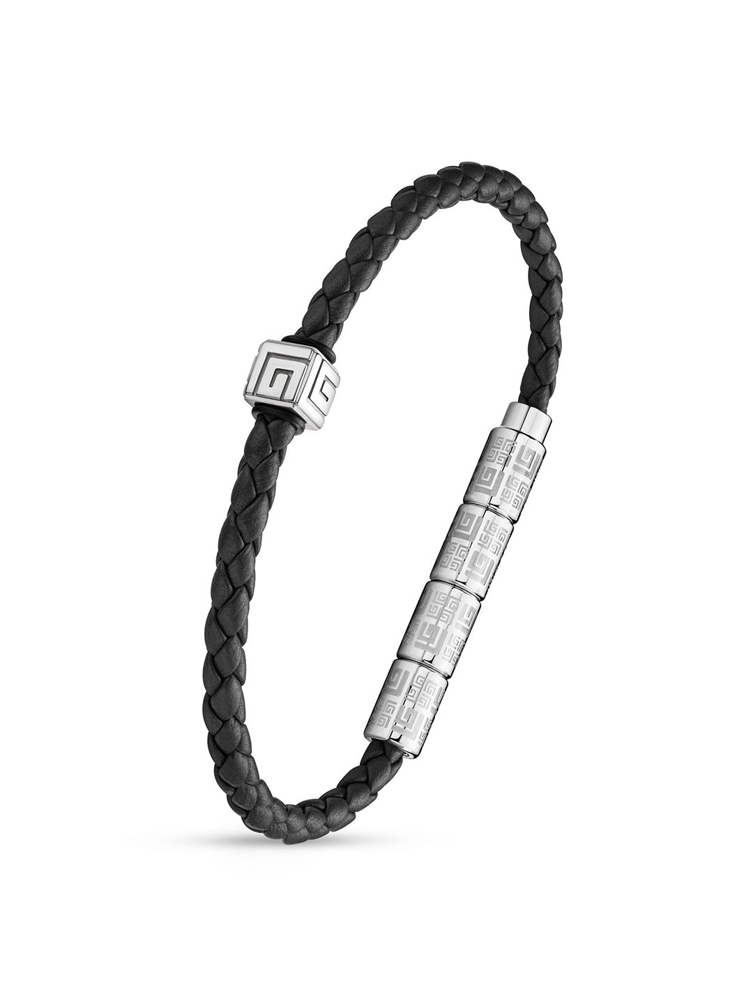 Guy Laroche Gabriel Men Leather & Stainless Steel Wraparound Bracelet