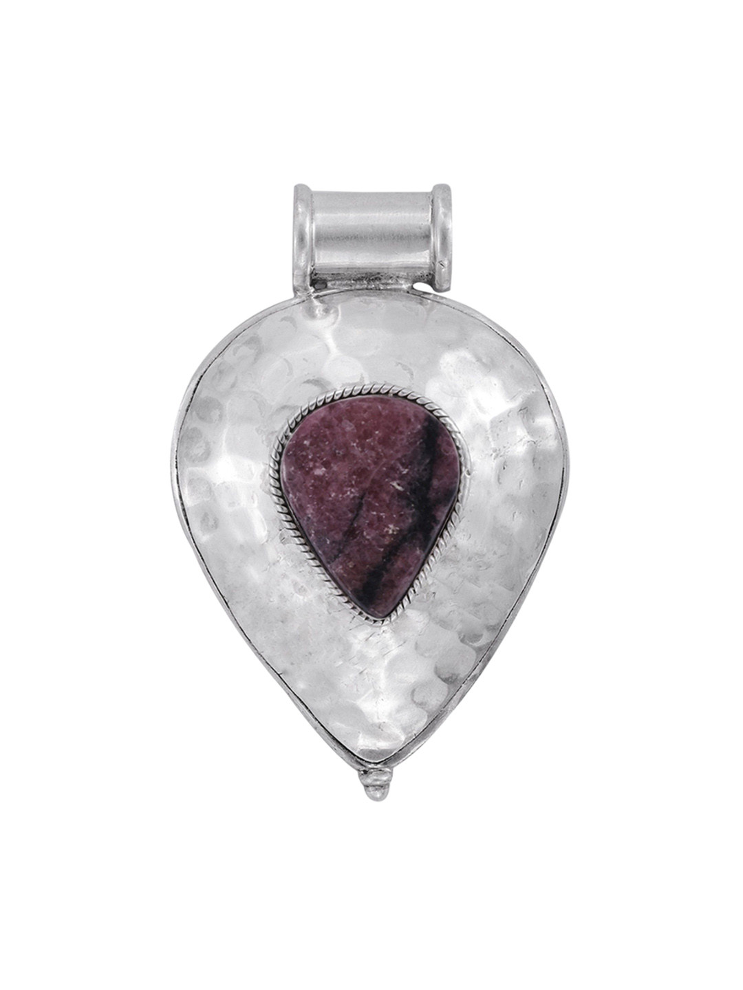 Exotic India Rhodonite Gemstone Sterling Silver Pendant