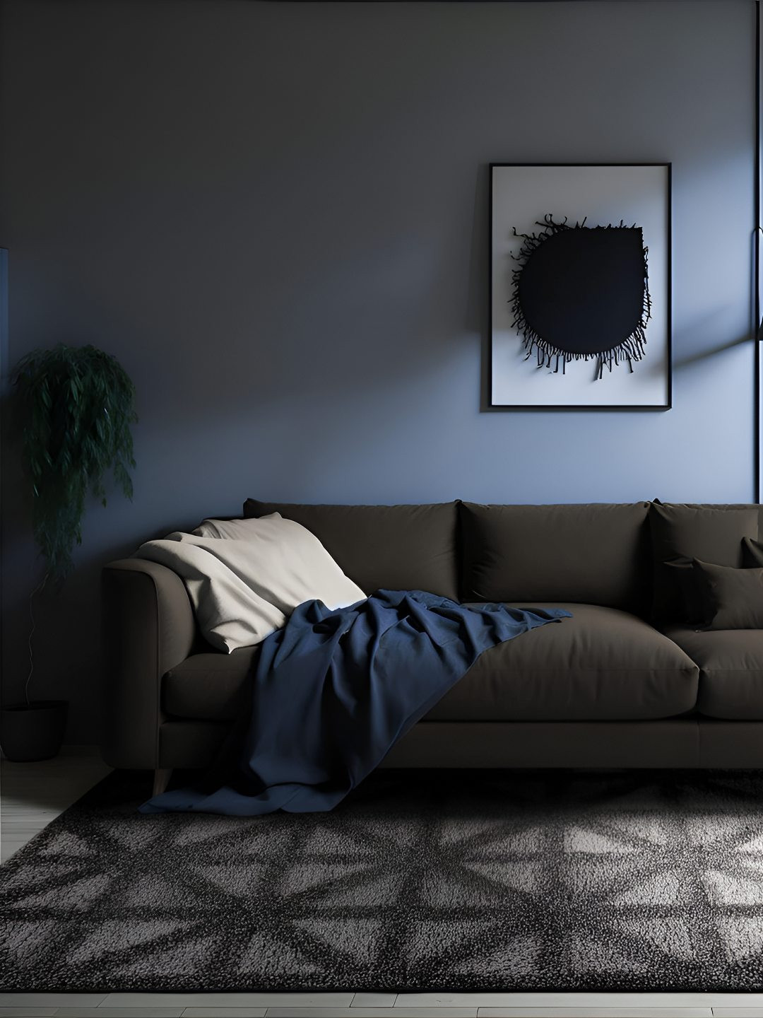 Sapana Carpet-Mats Grey Geometric Shaggy Carpet