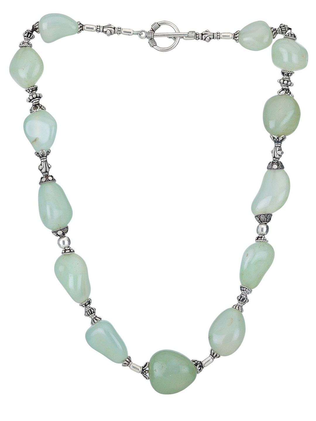 Exotic India Chunky Peru Chalcedony Sterling Silver Necklace
