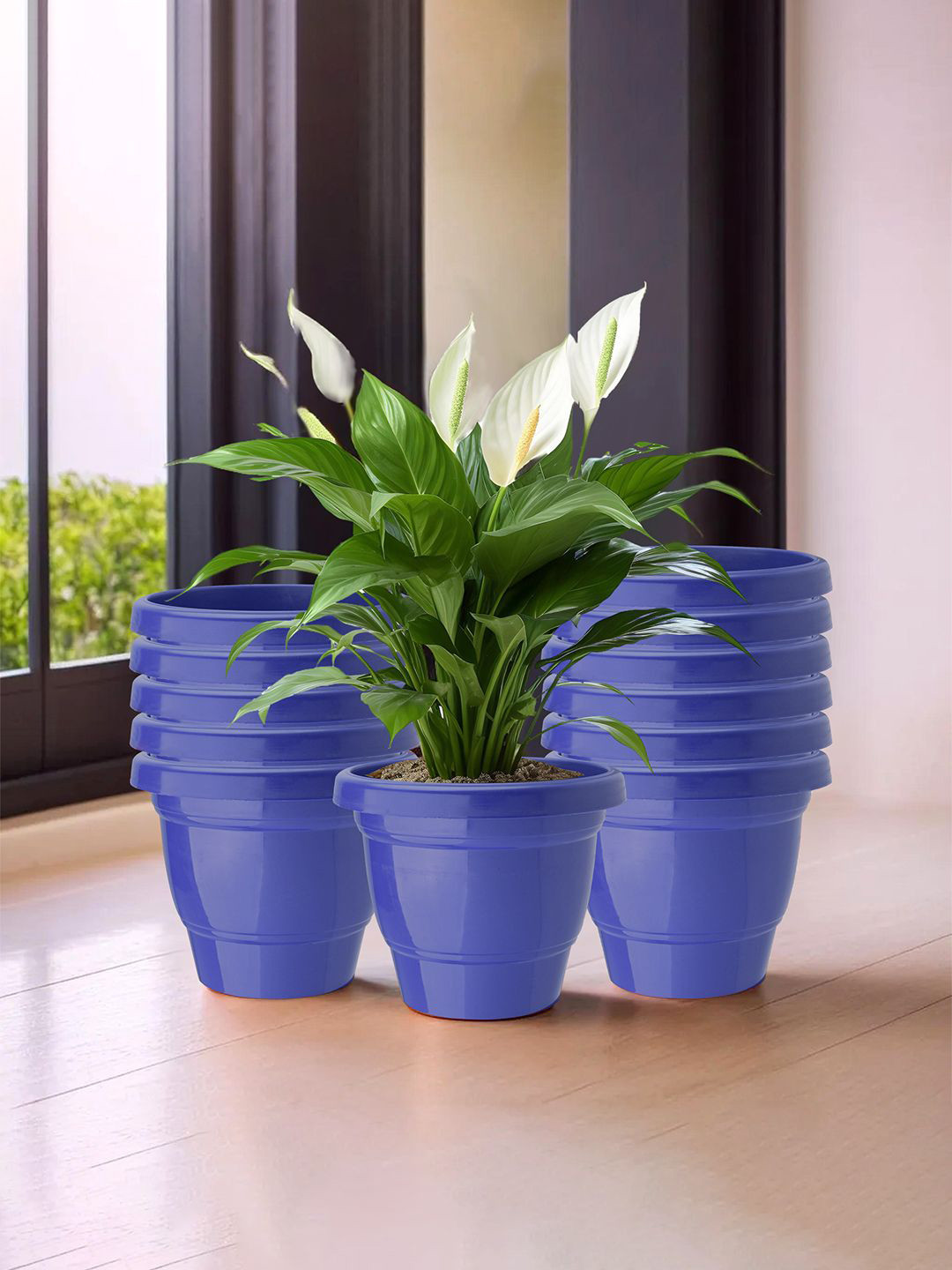 Kuber Industries Blue 12 Pieces Lightweight 2-Layer Planters