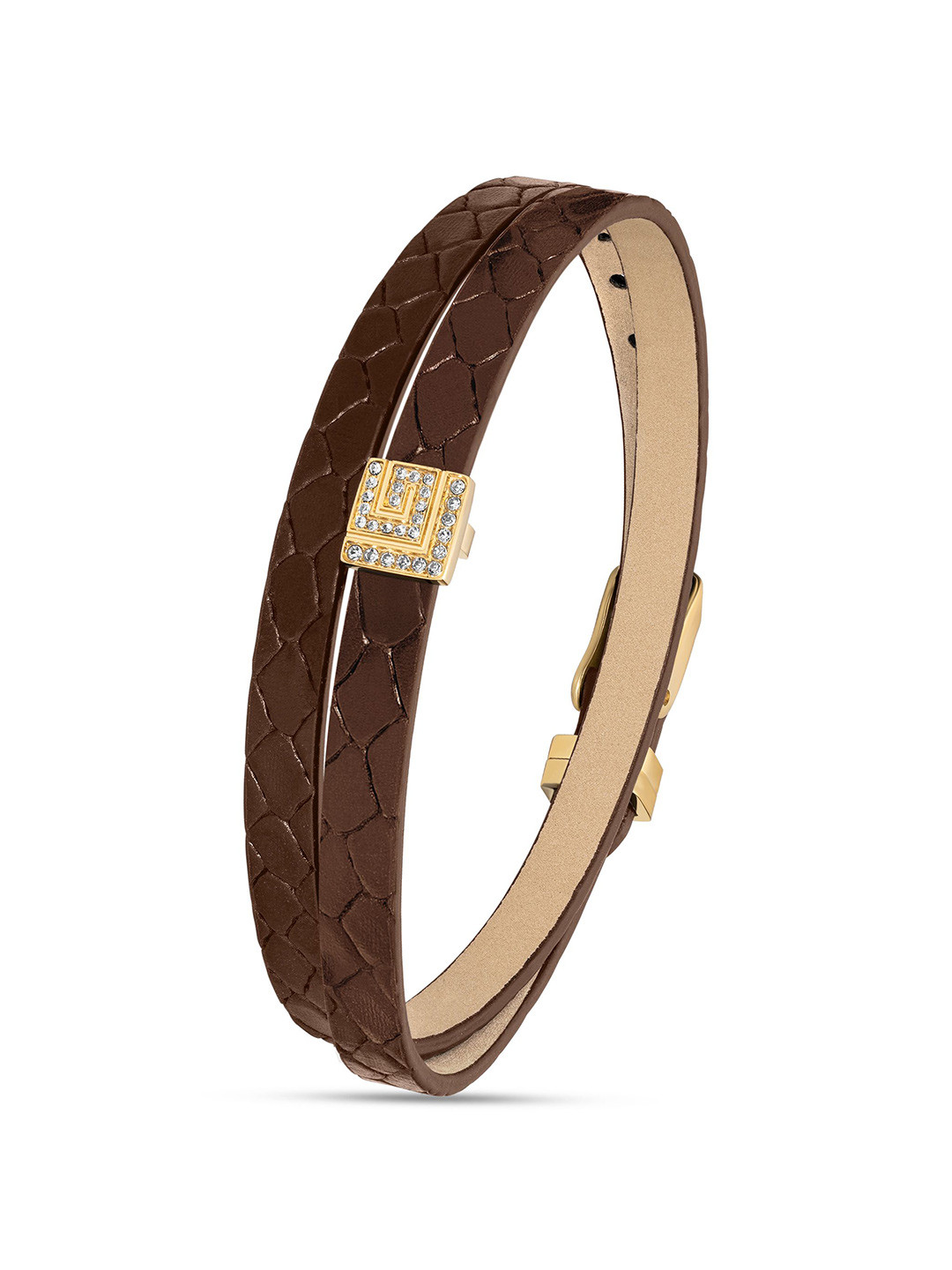 Guy Laroche Artificial Stones Gold Plated Stainless Steel Wraparound Bracelet
