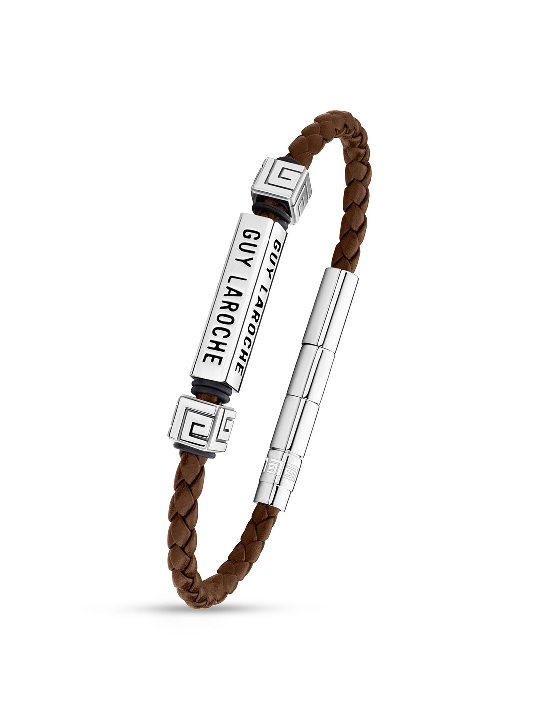 Guy Laroche Jean Men Leather & Stainless Steel Wraparound Bracelet