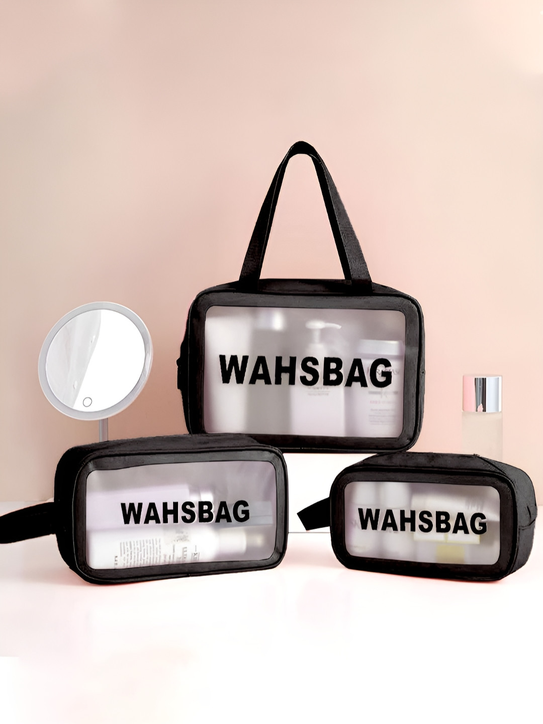 Aura 3 Pieces Waterproof Makeup Accessories Storage Bags