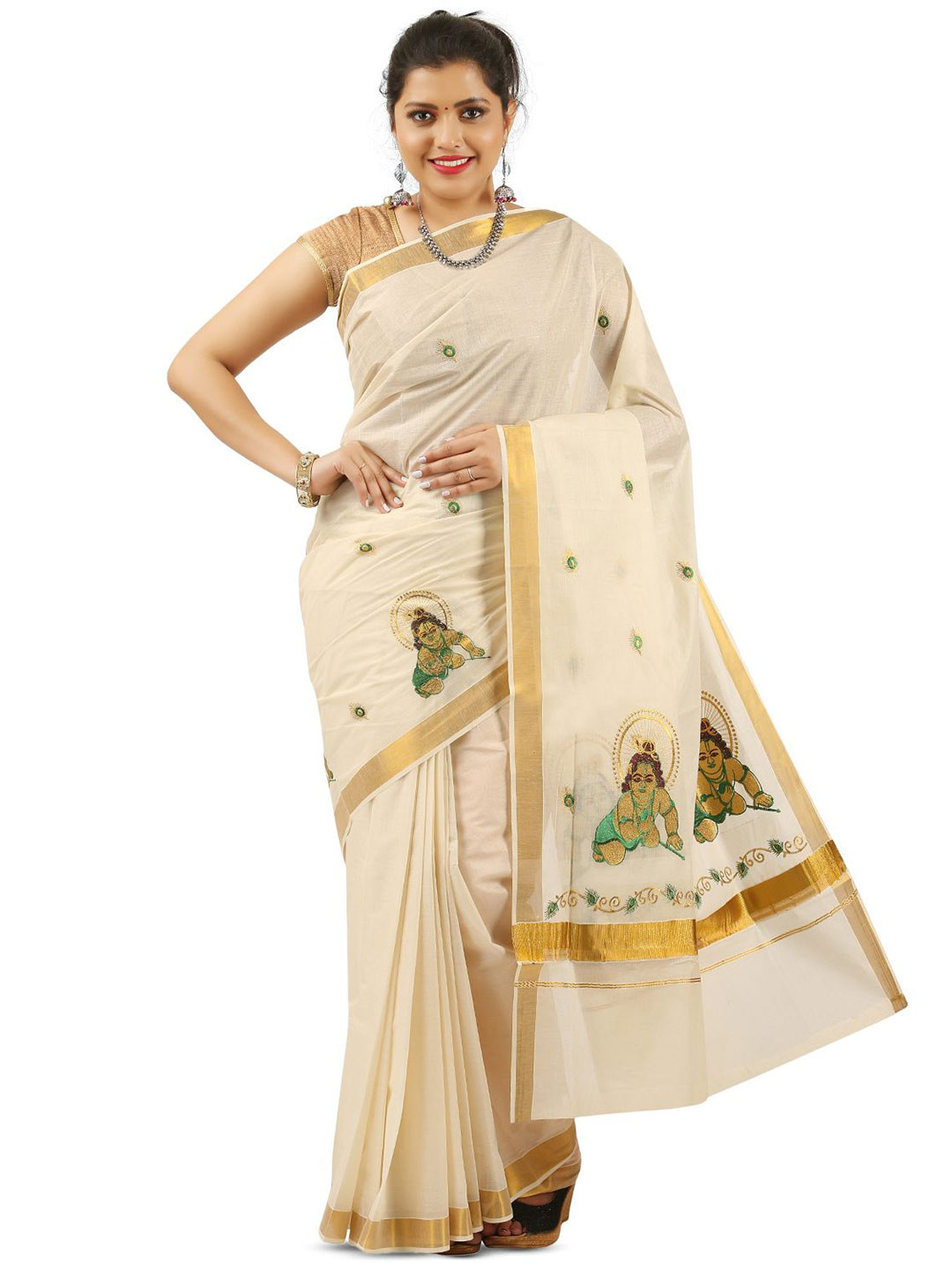 Rst R Selvamani Tex Ethnic Motifs Zari Pure CottonKasavu Saree