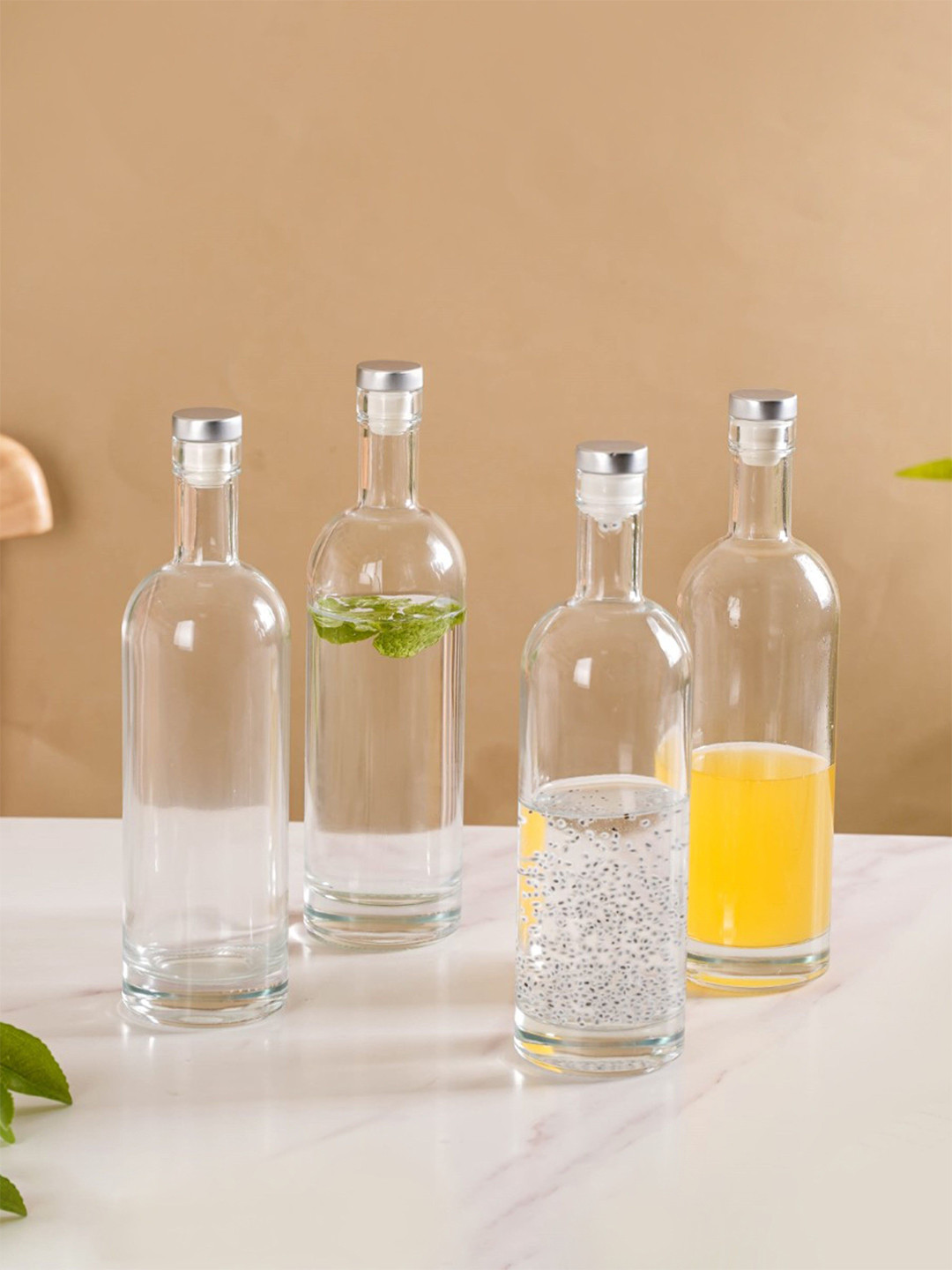 Nestasia 4 Pcs Transparent Glass Water Bottle 500ml each