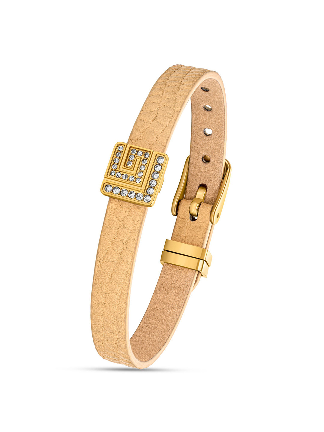 Guy Laroche Elise Gold-Plated Leather Stainless Steel Wraparound Bracelet