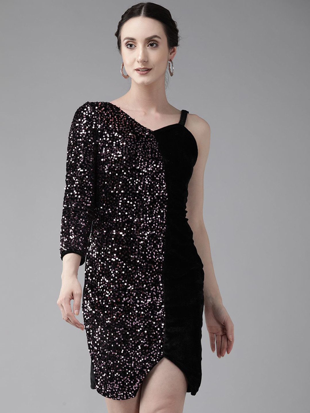 BAESD Womens Embellished Velvet Sheath Dress