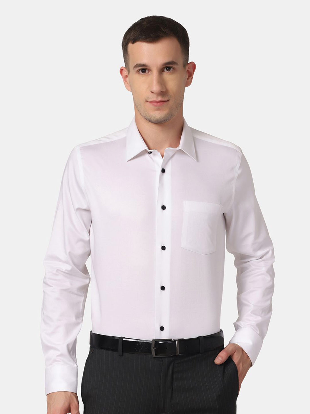 Blackberrys Men'S White Solid Formal Slim Fit Wrinkle-Resistant Shirt