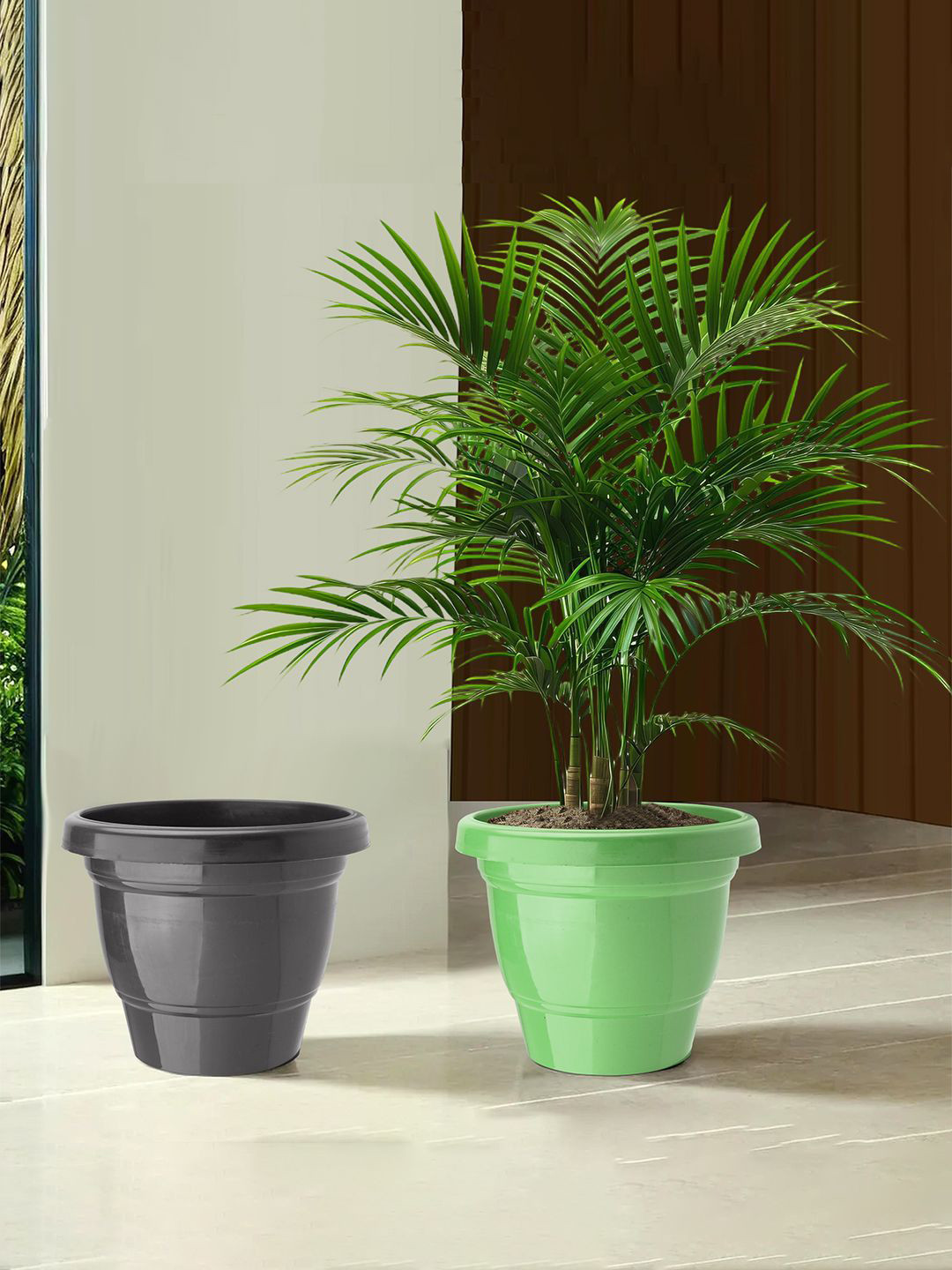 Kuber Industries Green & Black 2 Pieces Durable Planters