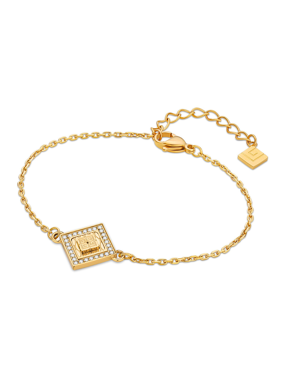 Guy Laroche Eva Gold-Plated Stainless Steel Stone-Studded Charm Bracelet