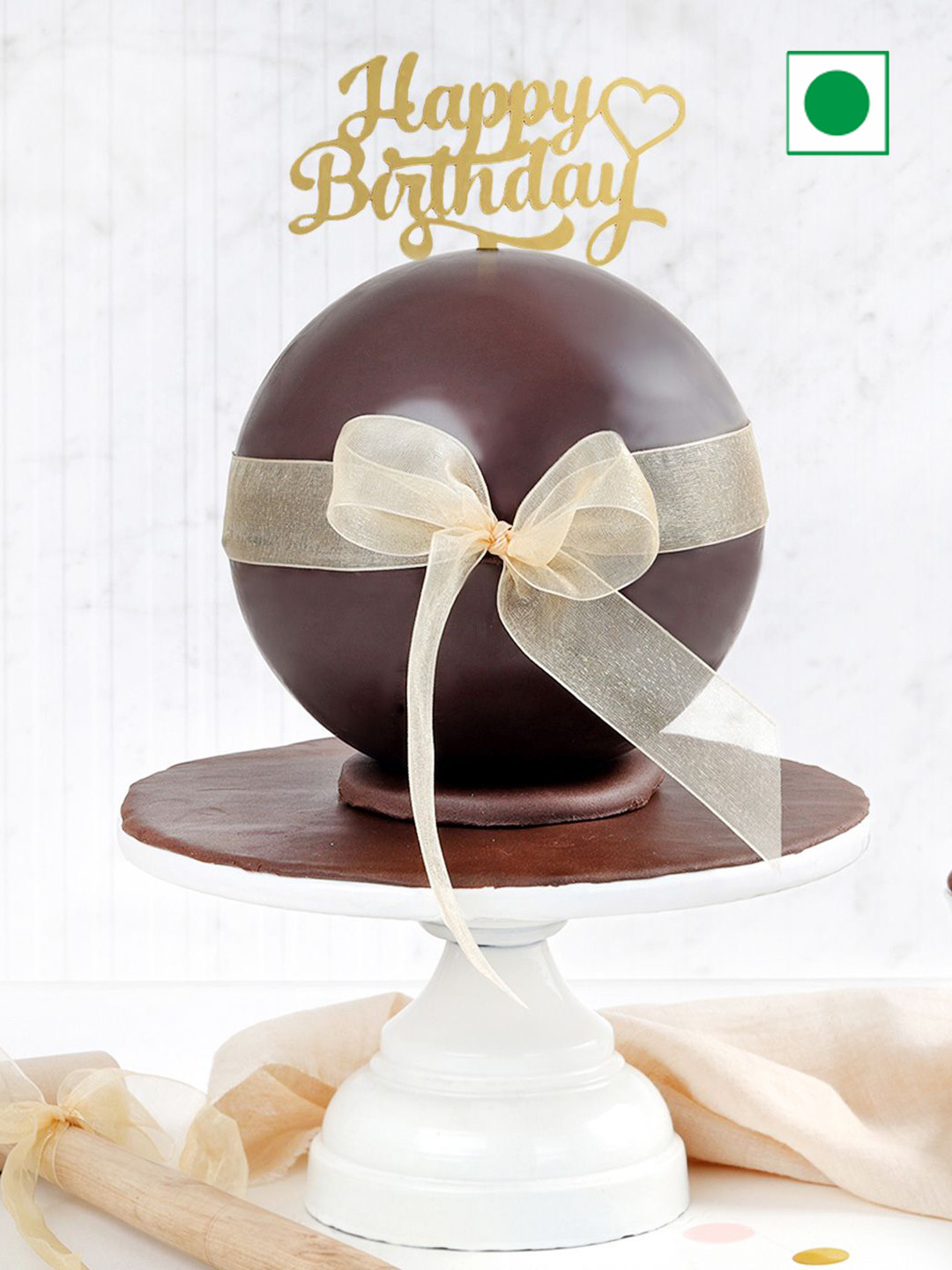 IGP Chocolate Flavor Eggless Round Pinata Ball Cake- 750 Gm
