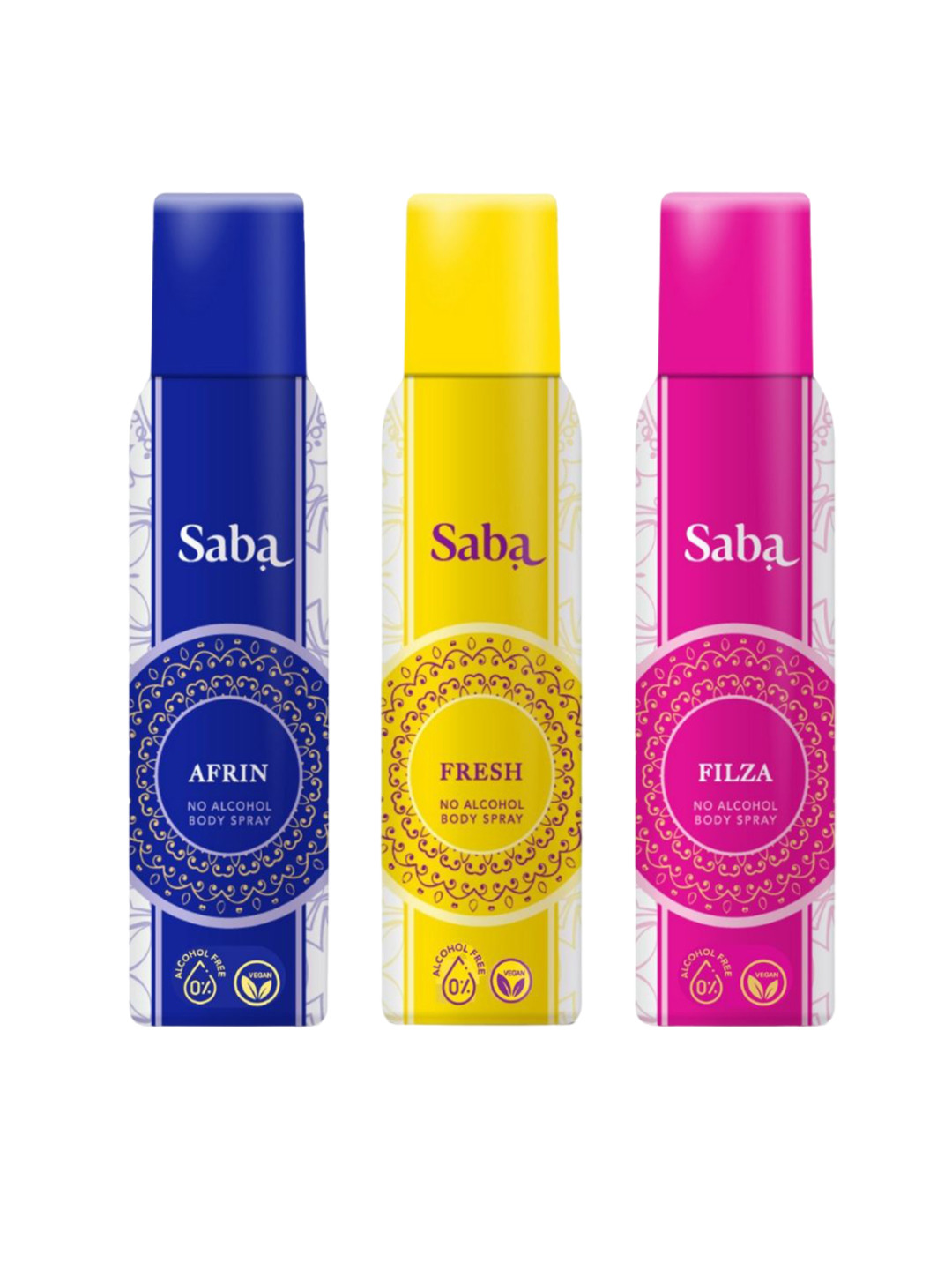 Saba Set Of 3 Afrin Filza & Fresh Women No Alcohol Deodorant Body Spray-150ml Each