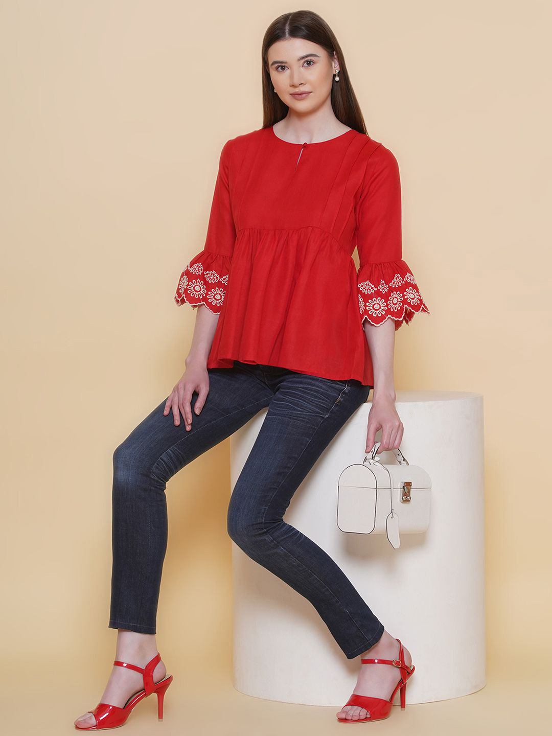 Modish Couture Bell Sleeve Cotton Top