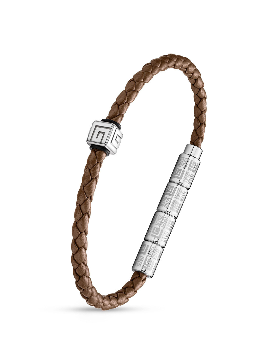 Guy Laroche Gabriel Men Leather & Stainless Steel Wraparound Bracelet