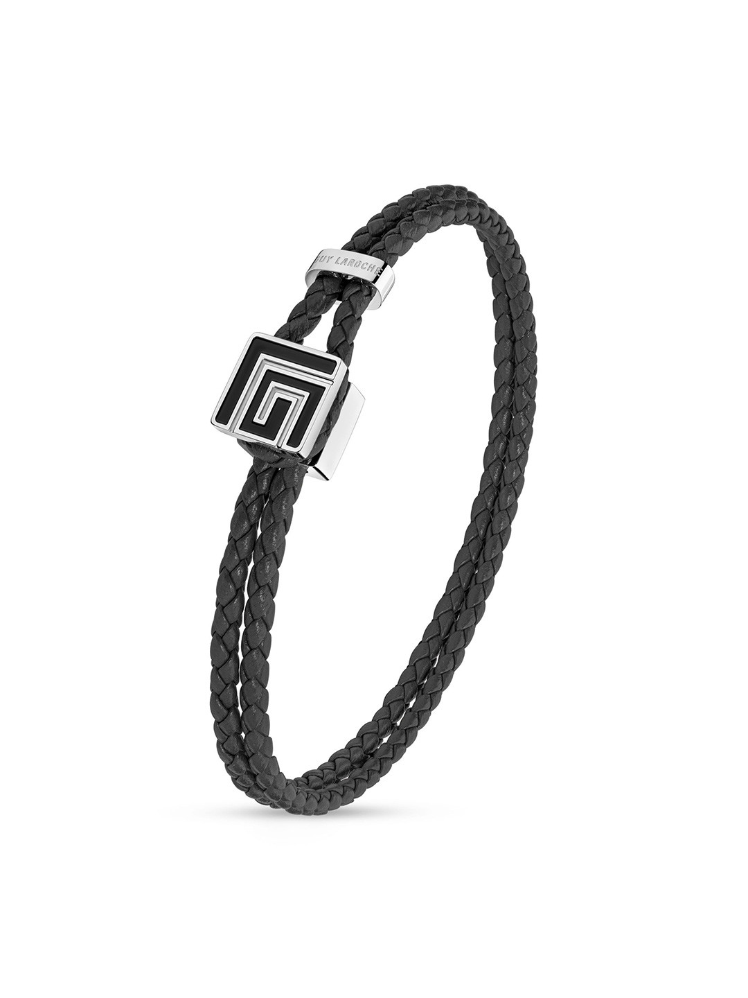 Guy Laroche Adrien Men Leather & Stainless Steel Wraparound Bracelet