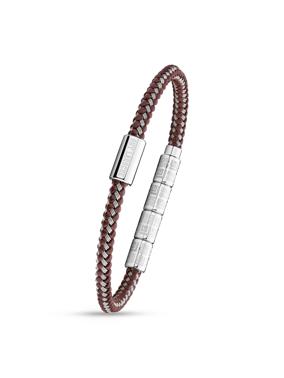 Guy Laroche Pierre Men Leather & Stainless Steel Wraparound Bracelet