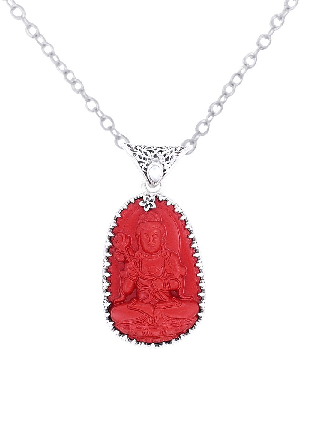 Exotic India Padmapani Buddha with Pearl Sterling Silver Pendant