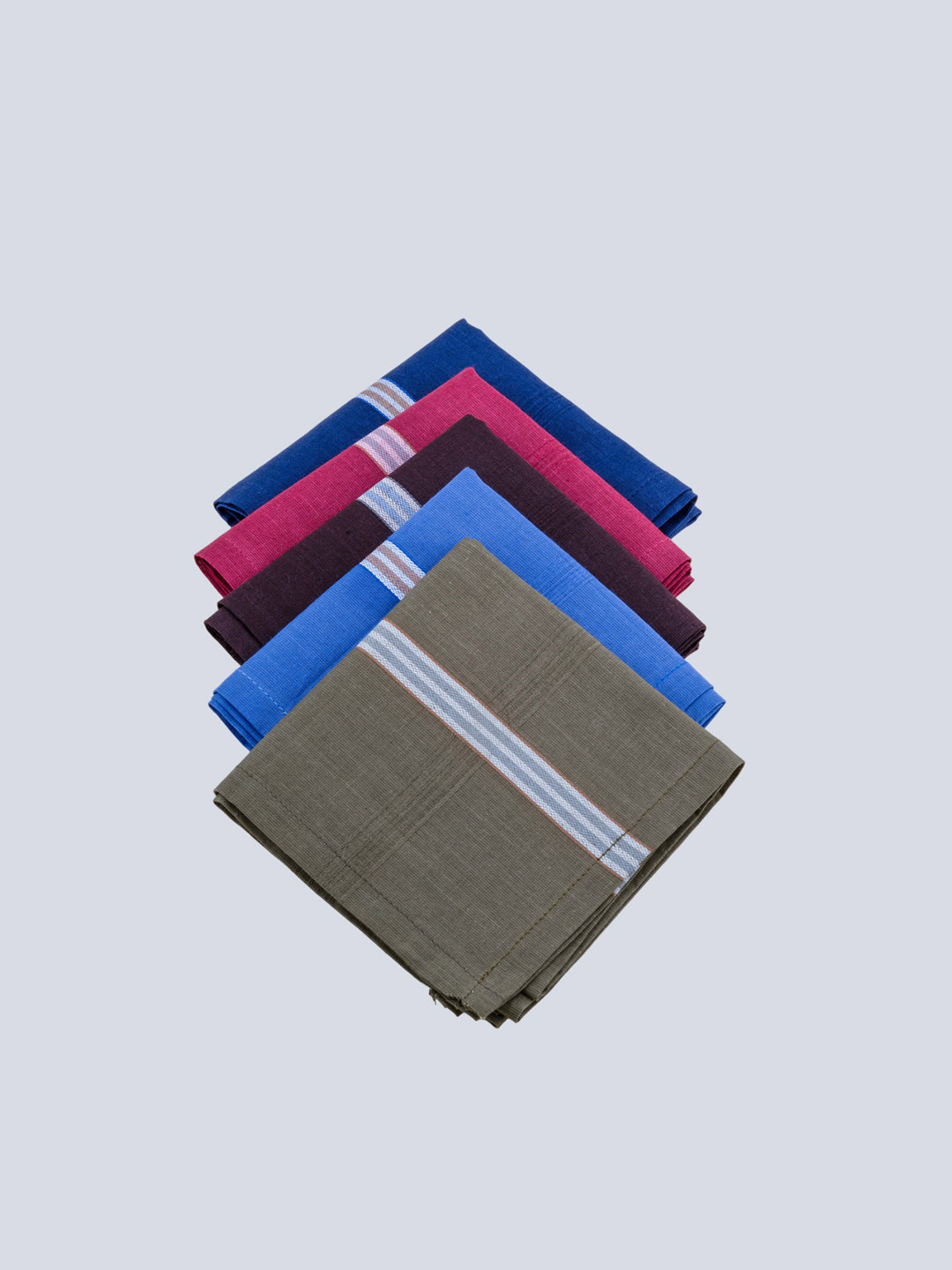 CROSSLINE Pack Of 5 Striped Pure Cotton Handkerchief