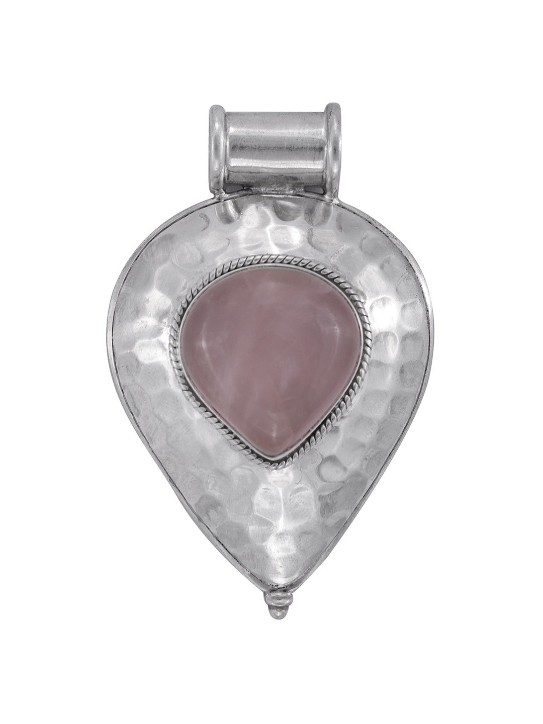 Exotic India Rose Quartz Gemstone Sterling Silver Pendant