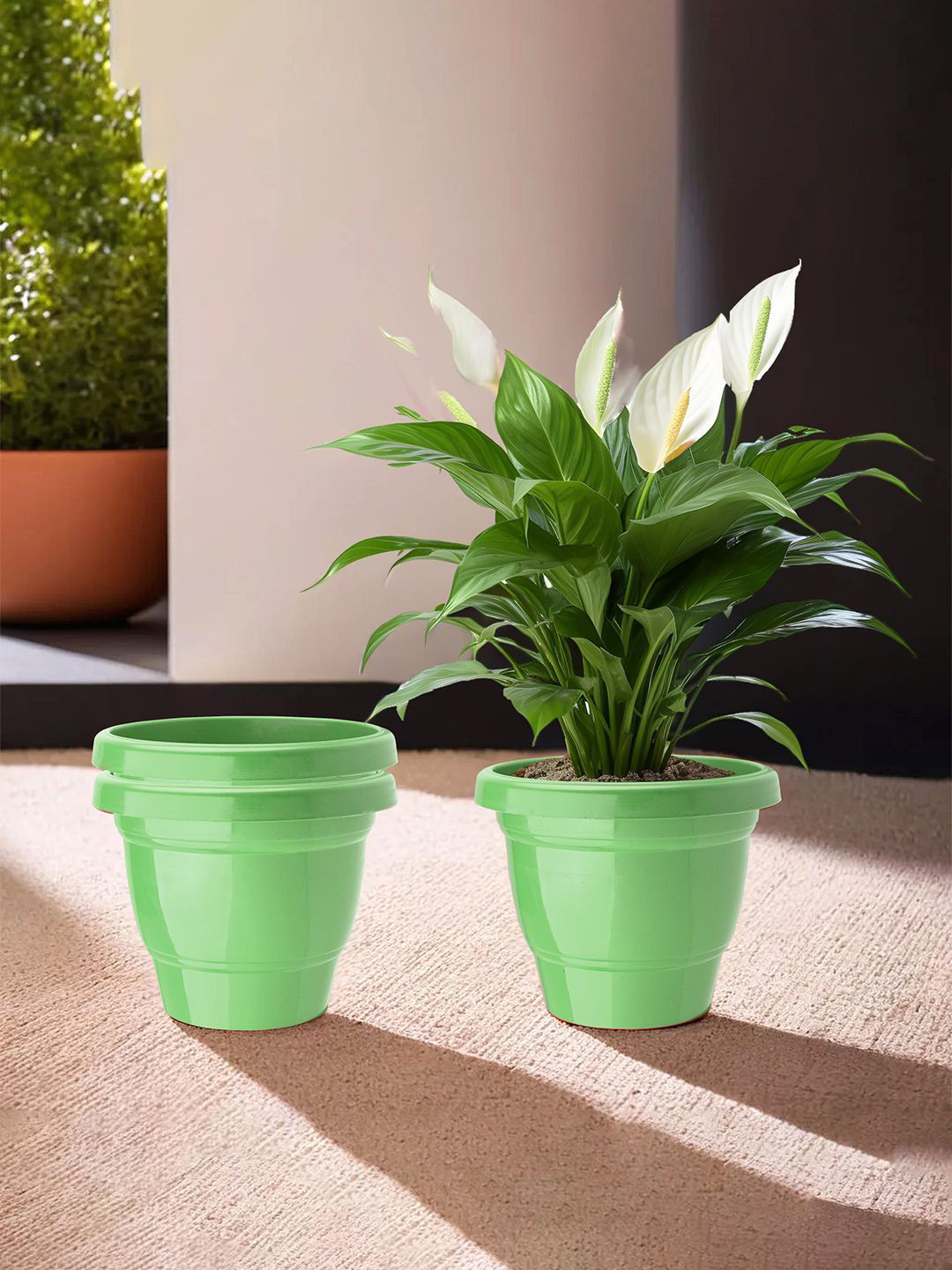 Kuber Industries Green 3 Pieces 2-Layer Planters