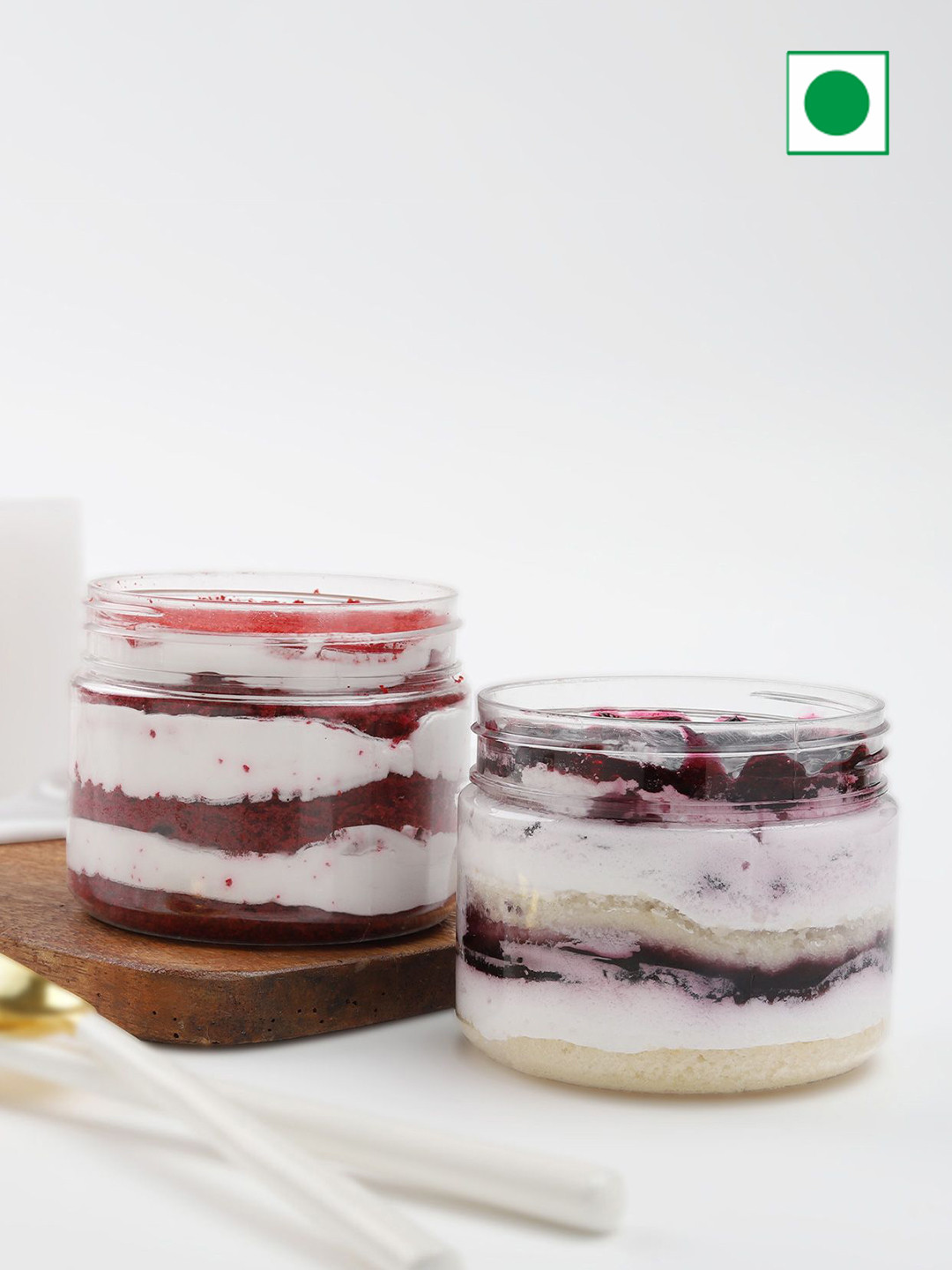 IGP 2-Pcs Blueberry & Red Velvet Flavor Eggless Round Bliss Jar Cakes - 400 Gm