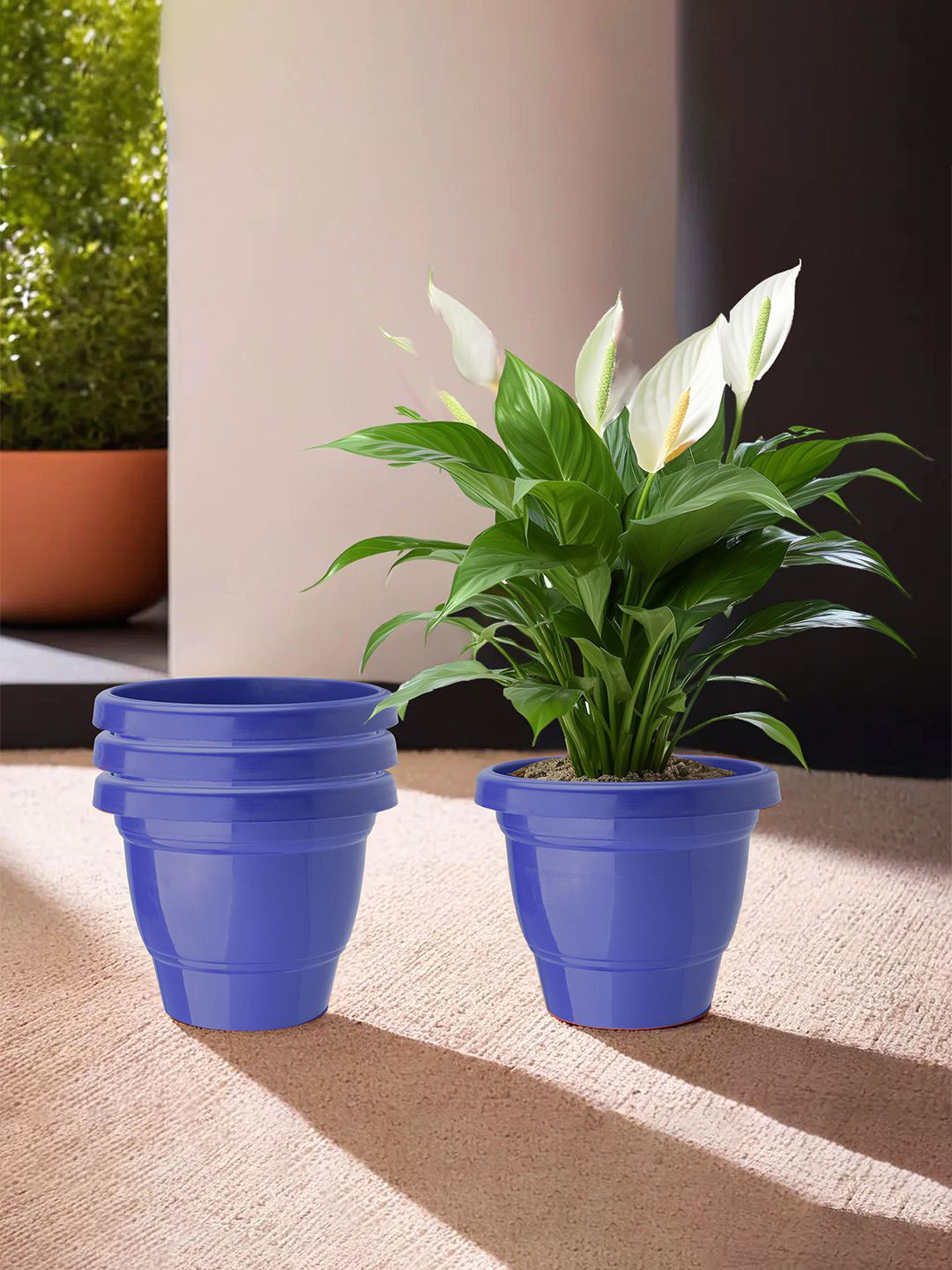 Kuber Industries Blue 4 Pieces 2-Layer Planters
