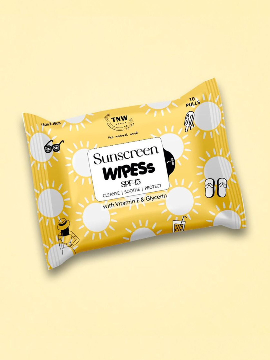 TNW the natural wash Sunscreen Wipes SPF 15 With Vitamin E - 10Pcs